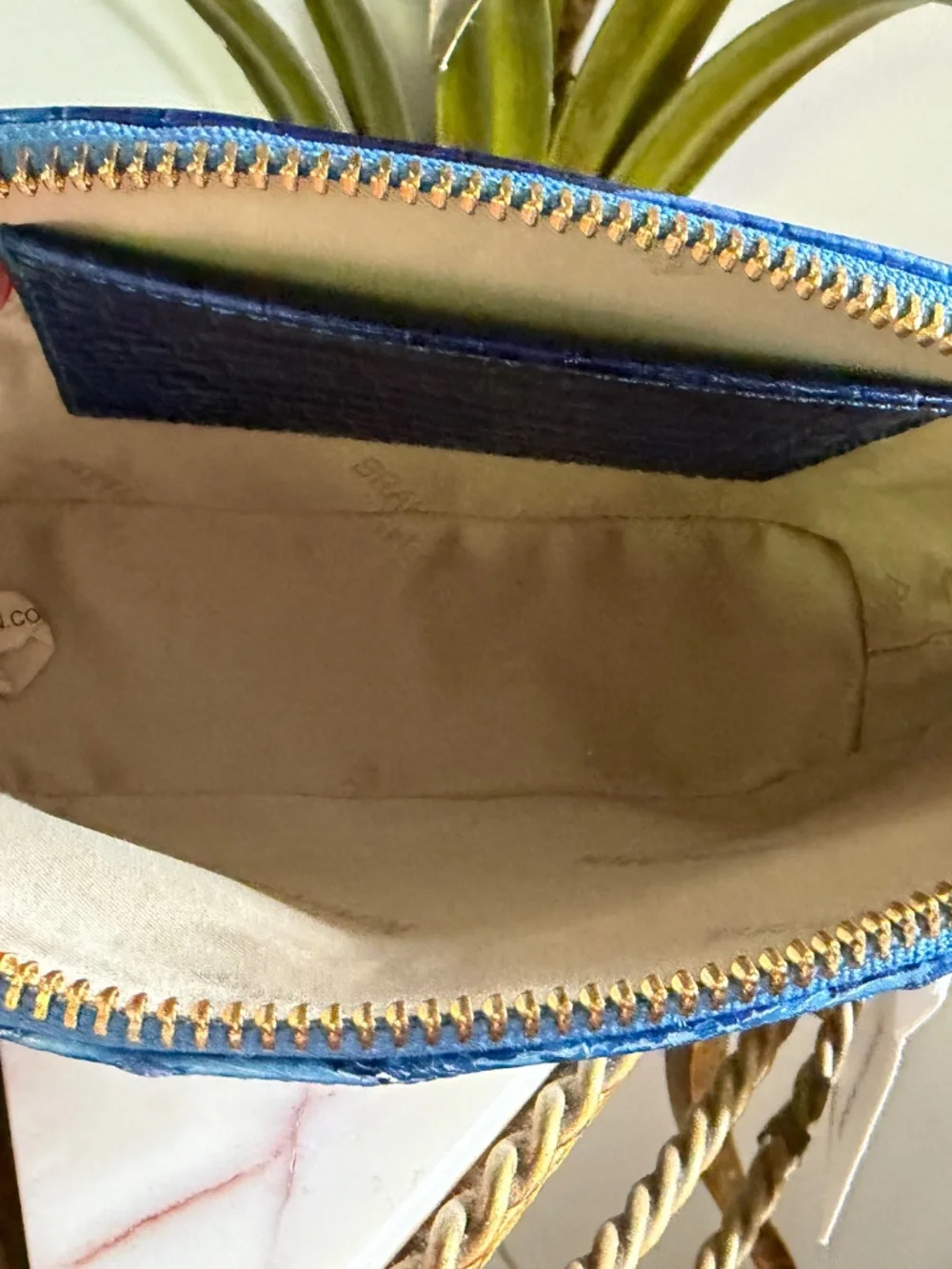 💙 Brahmin Sample 'Electric' Blue Tina Zippered Make Up Bag Pouch Clutch 💙 READ